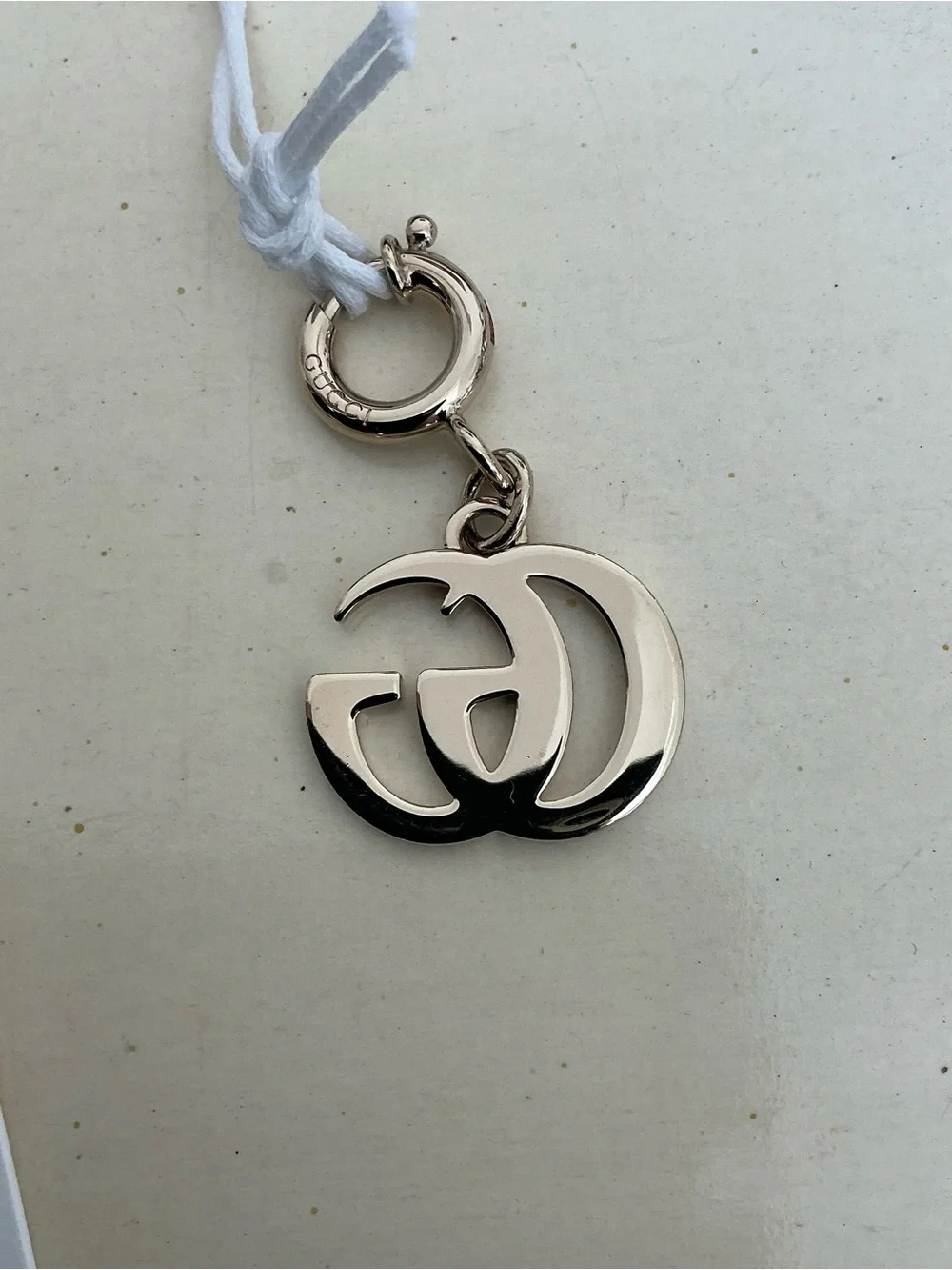 NEW IN BOX GUCCI PINK ENAMEL DOUBLE G LOGO BAG CHARM